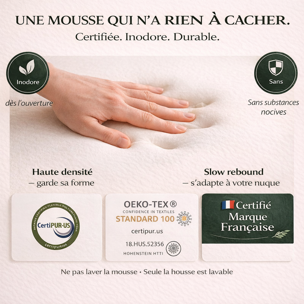 Oreiller Cervical Ergonomique — Réveillez-vous Sans Douleur