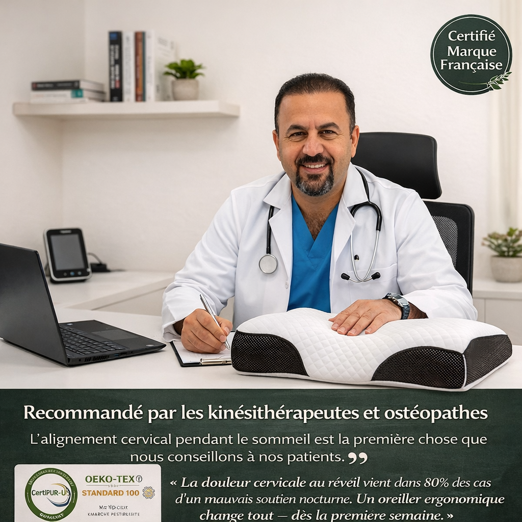 Oreiller Cervical Ergonomique — Réveillez-vous Sans Douleur